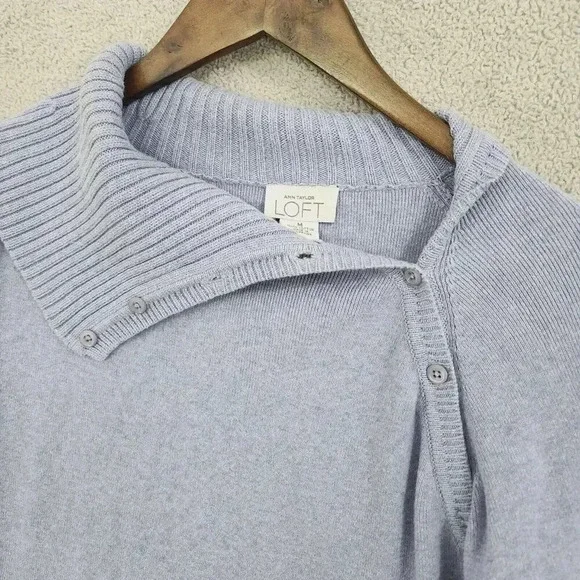 Ann Taylor Loft Womens Medium Asymmetric Button Collar Sweater 16PT - Picture 5 of 6